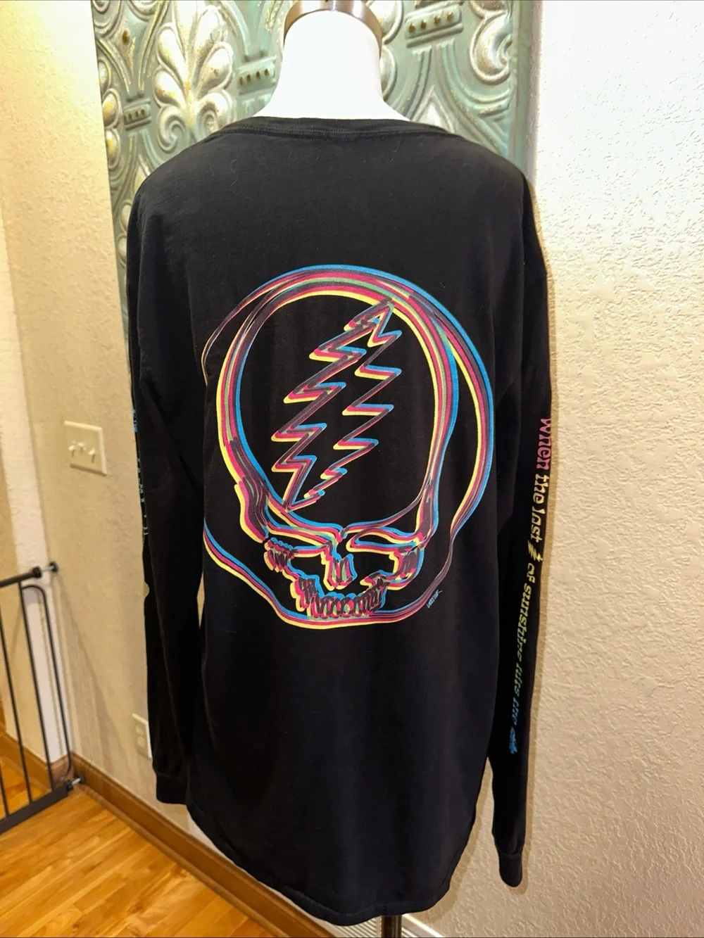 Larry Luks Grateful Dead TGR Long Sleeve T Shirt Mens L Skull Graphic Black